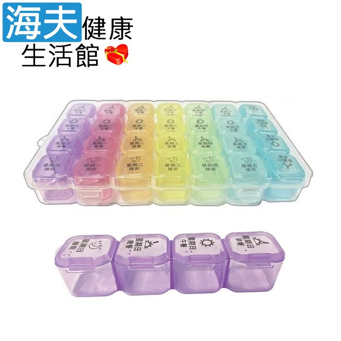 【海夫健康生活館】RH-HEF 28格一週藥盒 點字設計 可拆排外帶 5包裝(ZHCN2603)